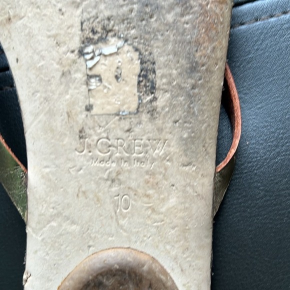 J. Crew | Rio Gold Metallic Italian Leather Summer Thong Flat Sandals Size 10 - Picture 5 of 5